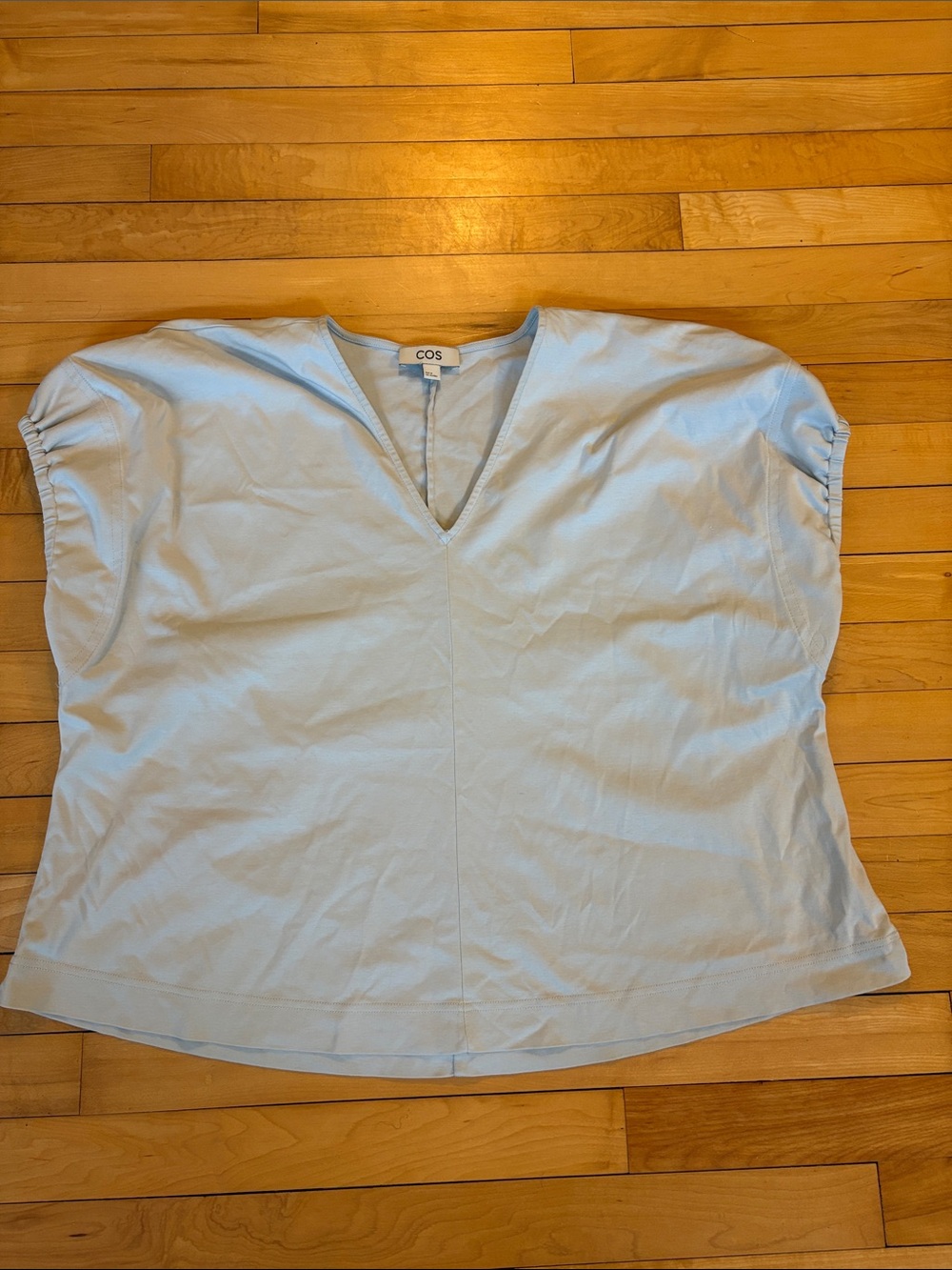 COS Pale Blue V-Neck Short Sleeve Cotton Top